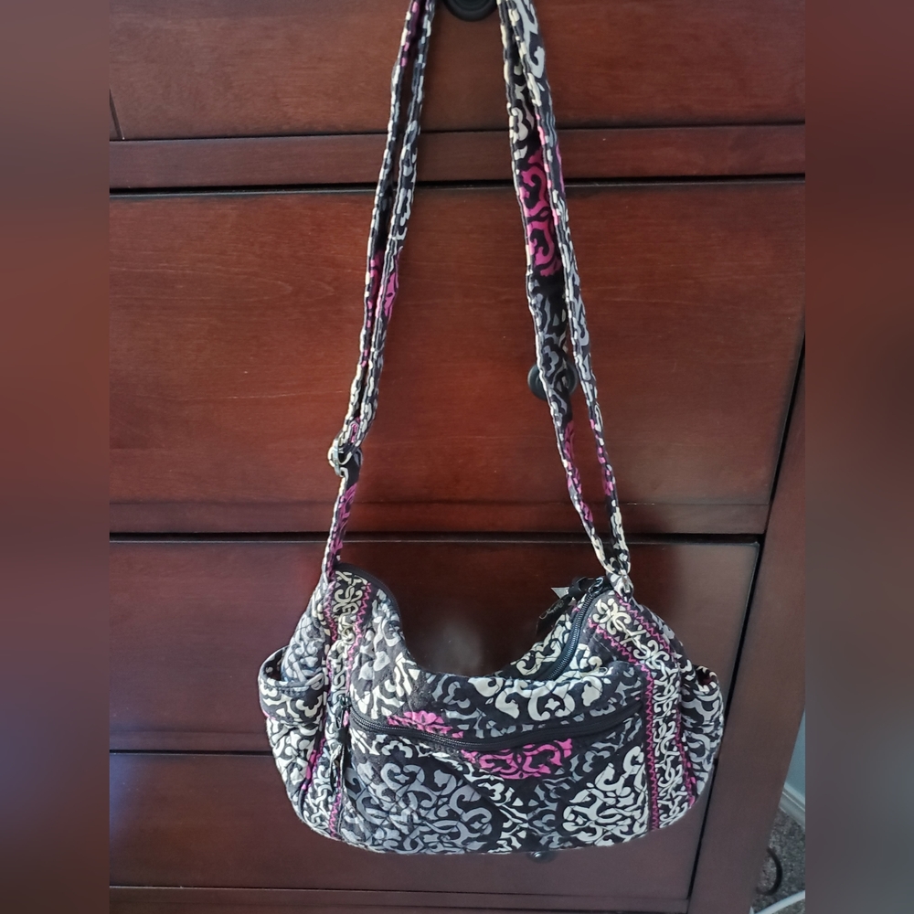 Vera  Bradley Canterbury Magenta On The Go   Crossbody Bag Purse